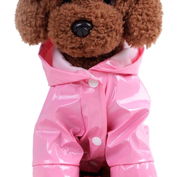 Pet Puppy Small Dog Hooded Raincoat, Waterproof Pet Raincoat, Lightweight Reflective Dog Hooded Slicker Rain Jacket for Wet Weather Protection (Pink, L)