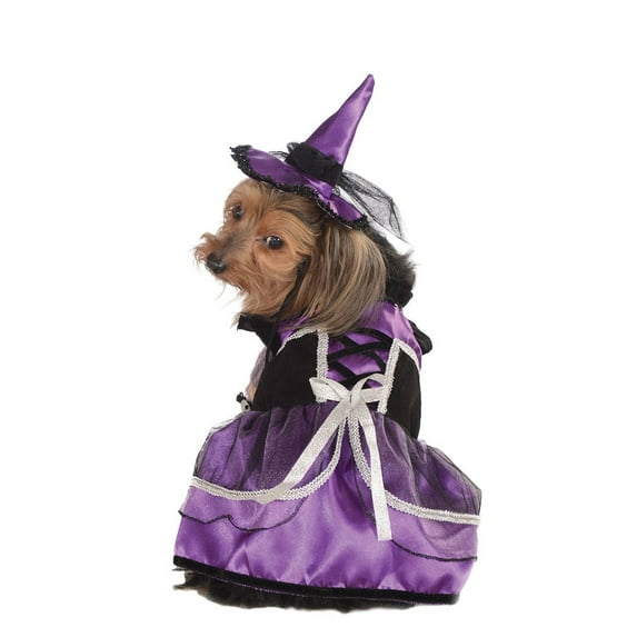 Purple Black Witch Warlock Dog Pet Costumes Size Medium 15"