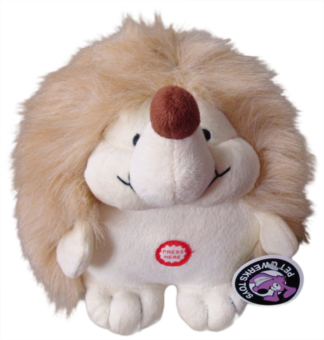 Pet Qwerks Hedgehog Plush Dog Toy with Chattering Sound, Large
