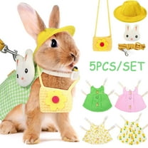 Pet Rabbit Bunny Dress Bunny Easter Costume with Leash Hat Mini Bag Harness Leash Small Animals Accessory for Rabbit Hedgehog Ferret Guinea Pigs Piggies Squirrel
