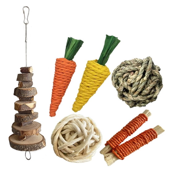 Pet Rabbit Chewing Toy Set, Natural Wooden Teeth Grinding Toys for Small Animals, for Hamsters, Chinchillas, and Other Rodents, Boredom Relief and Entertainment