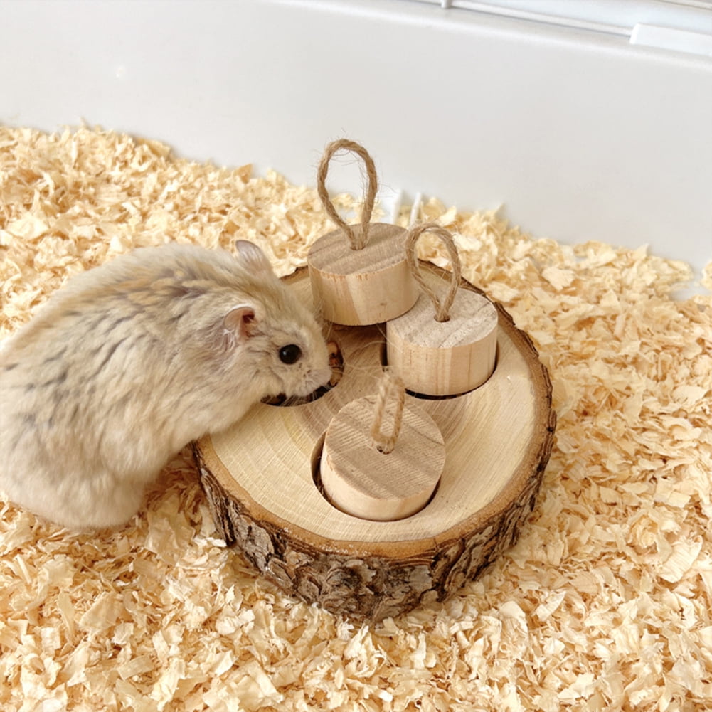 Pet Rabbit Foraging Toy, Small Animal Wooden Stake Interactive Hide Treats Toys, Hamster Enrichment Foraging Toy For Guinea Pig Chinchillas