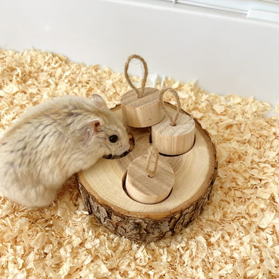 Pet Rabbit Foraging Toy, Small Animal Wooden Stake Interactive Hide Treats Toys, Hamster Enrichment Foraging Toy For Guinea Pig Chinchillas