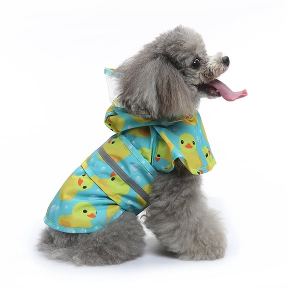 Pet Rain Slicker Adjustable with Reflective Strip Design Comfortable for Small Large Dogs Cats Pet Dog Raincoat Soaking DuckBlue 3XL