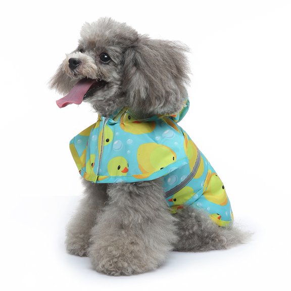 Pet Rain Slicker Adjustable with Reflective Strip Design Comfortable for Small Large Dogs Cats Pet Dog Raincoat Soaking DuckBlue XXL