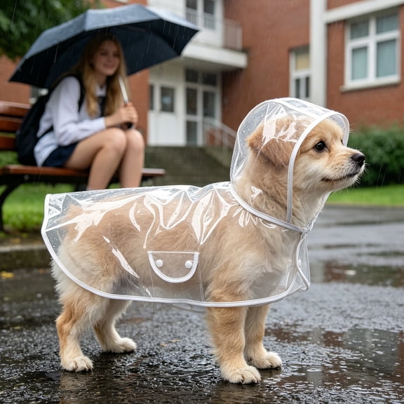 Pet Raincoat, Transparent Dog Cat Raincoat with Hood, Minimalistic Dog Rainwear Pet Rain Gear for Small Dogs for Walking and Home Activities
