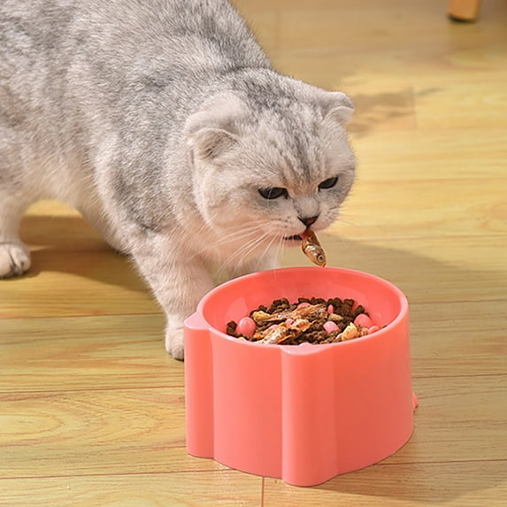 Pet Raised Slow Feeder Cat Bowl Plastic Elevated Cat Slow Feeder Bowl Raised Slow Cat Feeder For Dry And Wet Food Pink