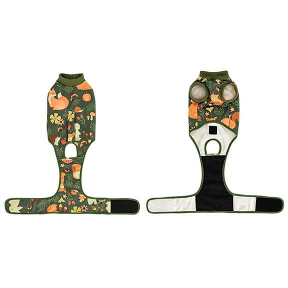 Pet Recovery Suit for Dogs Cats - Dark Green S Size, Breathable Fabric with Hook & Loop Closure, Ideal for Post-Surgery, Skin Protection, Daily Wear