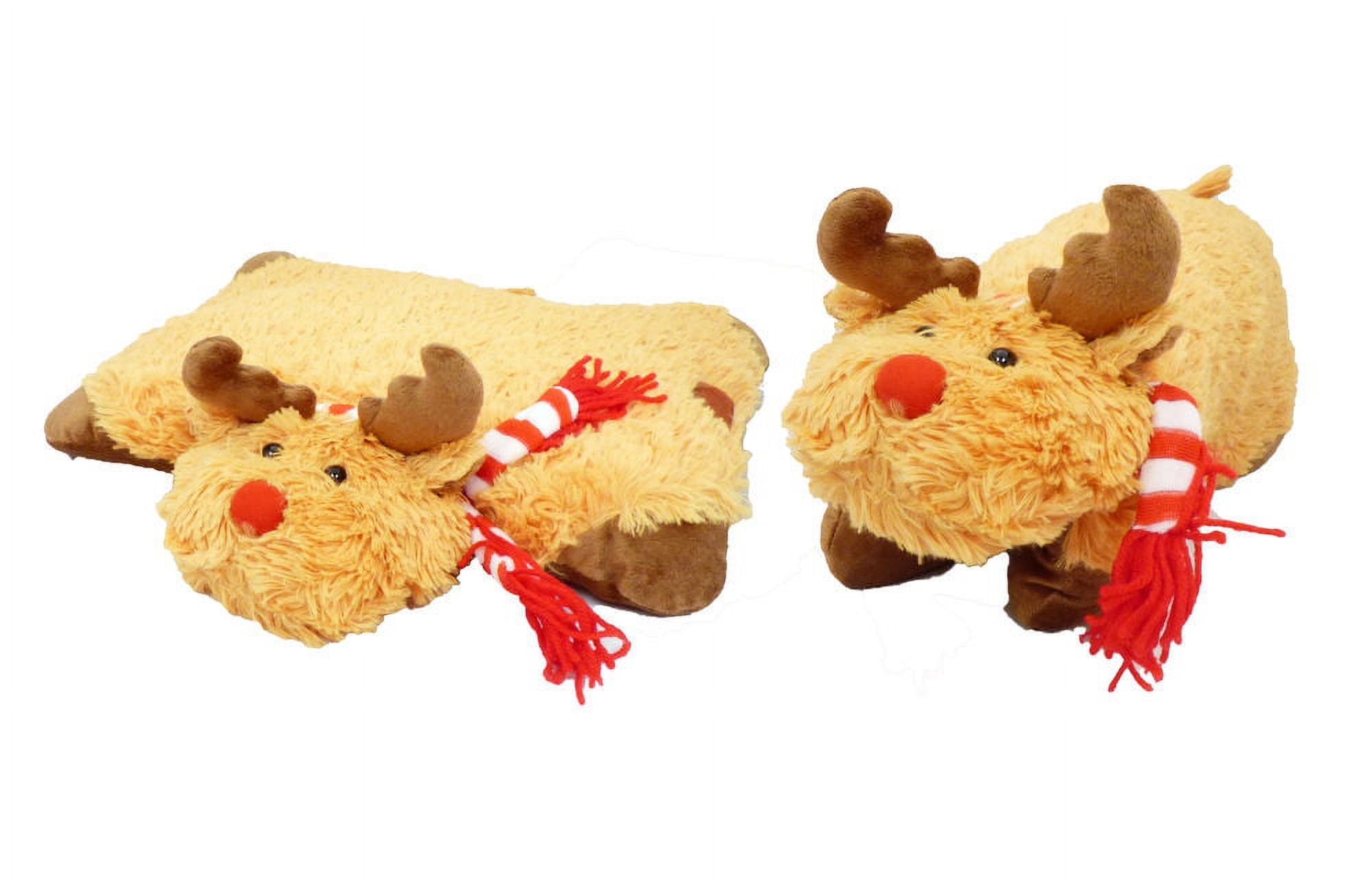 Pet Reindeer Animal Pillow w Scarf Fold Up Soft Animal Pillow X Mas Reindeer
