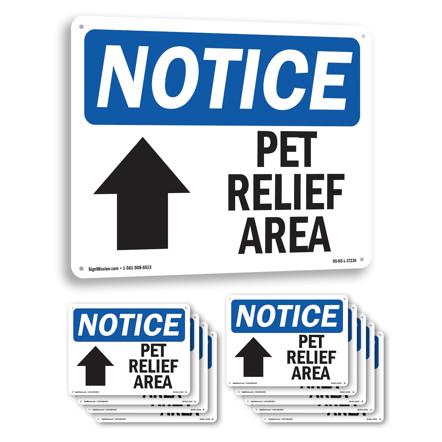 Pet Relief Area [Up Arrow] OSHA Notice Aluminum Sign 24 Inch x 18 Inch ...