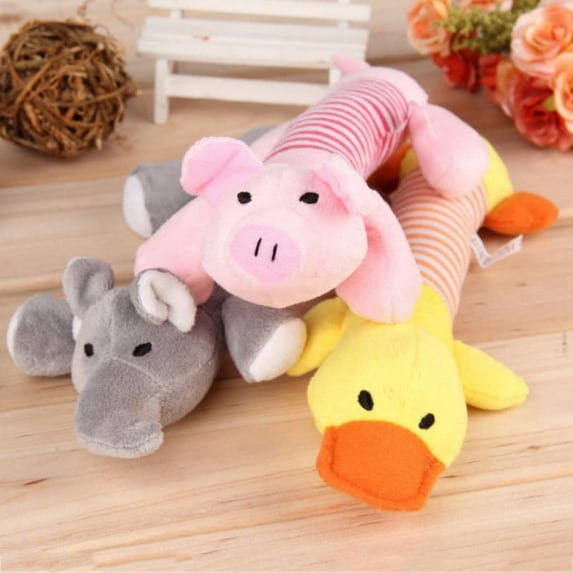 Pet Removal Boredom Stripes Animals Shapes Squeaky Plush Chew Toys for Small Medium Large Dogs