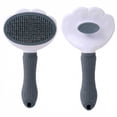 thumbnail image 1 of Pet Remover Brush, Pet Deshedding Brush, Stainless Steel Pins, Paw Print Shape, Gray Silicone Handle, Cats Paw Styling, Loose Collection, Home Pet Grooming, 1 Pc, 1 of 5