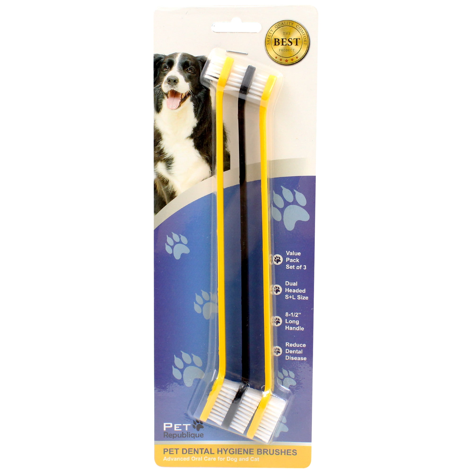 Pet Republique Cat & Dog DualHead Toothbrush Pack of 3, Great for