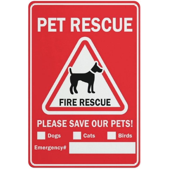 Pet Rescue Dog Fire Rescue Please Save Our Pets Sign For Business 8X12 Rust Free Aluminum Uv Printed,4 Pre-Drilled Holes.DurableWeatherproof