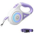 thumbnail image 1 of Pet Retractable Dog Leash 16ft/5m With LED light | Reflective Nylon Tape Retractable Leash With Collar (Purple) - XS, 1 of 7