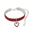 thumbnail image 1 of Pet Rhinestone Collar with Love Pendant Adjustable Elastic Crystal Dog Necklace Jewelry for Small Dogs and Cats Sparkling Puppy Neck Chain Party Accessories S 20cm+5cm Red, 1 of 2