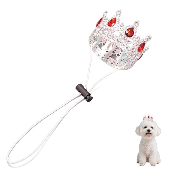 Pet Rhinestone King Crown - Adjustable Dog Cat Princess Crown for Birthday Party Photo Prop Costume