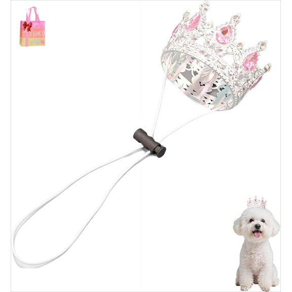 Pet Rhinestone King Crown, Red Rhinestone Dog Crown with Adjustable Strap Party Costume Accessories for New Year Costume for Small Dog Cat Cosplay Party Accessories Wedding Birthday Photos Prop