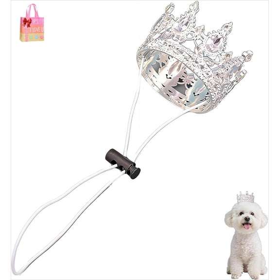 Pet Rhinestone King Crown, Red Rhinestone Dog Crown with Adjustable Strap Party Costume Accessories for New Year Costume for Small Dog Cat Cosplay Party Accessories Wedding Birthday Photos Prop