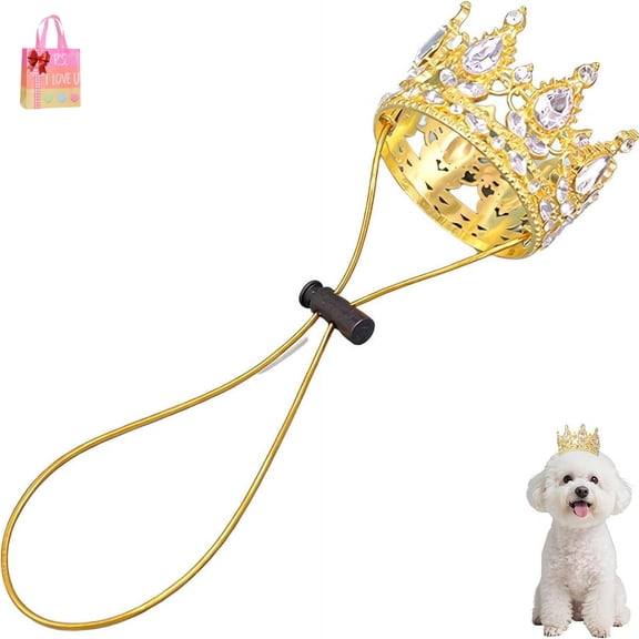 Pet Rhinestone King Crown, Red Rhinestone Dog Crown with Adjustable Strap Party Costume Accessories for New Year Costume for Small Dog Cat Cosplay Party Accessories Wedding Birthday Photos Prop