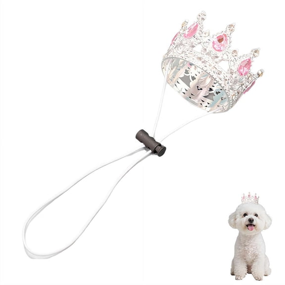 Pet Rhinestone King Crown Red Rhinestone Dog Crown with Adjustable Strap,Sparkling Accessories,Birthday&Party Costume Accessories for Small Dog Cats Weddings Cosplay Photos Prop