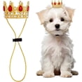 thumbnail image 1 of Pet Rhinestone King Crown Rhinestone Dog Crown with Adjustable Strap Party Costume Accessories Golden Queen Crowns for Small Dog Cats, 1 of 8