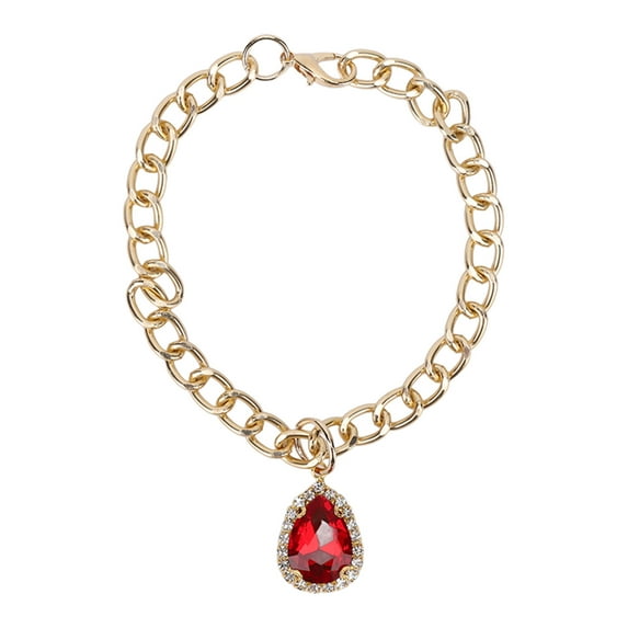 Pet Rhinestones Necklaces Adjustable Vibrant Colors Elegant Dog Pendant Collar for Small to Medium Dogs and Cats Red(25cm)