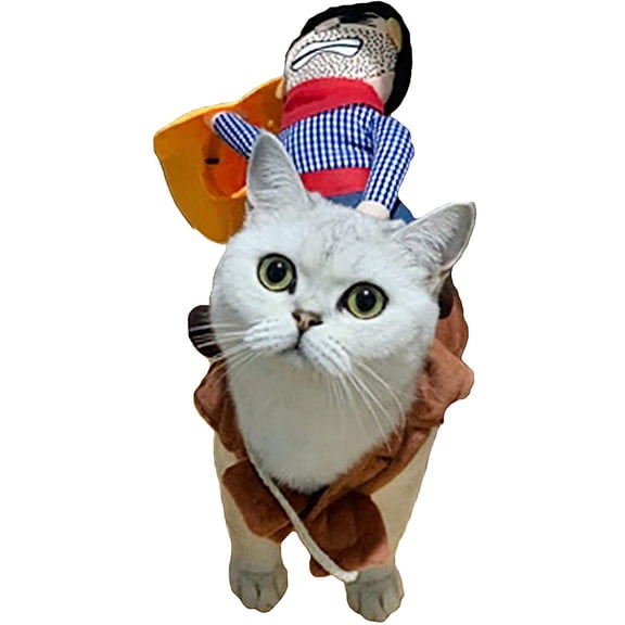 Pet Riding Costume Novelty Pet Supplies Cowboy Rider Horse Riding Designed Dog Apparel Party Dressing up Clothing Halloween (S)