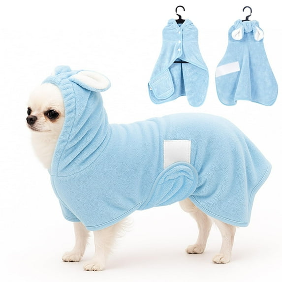 Pet Robe For Dogs, Quick-Dry Absorbent Towel & Bath Robe, Blue, Xl1× Dog Bath Towel With Ears Design, Soft Plush Pet Drying Robe For After Bath Grooming, Dog Robe For Medium To