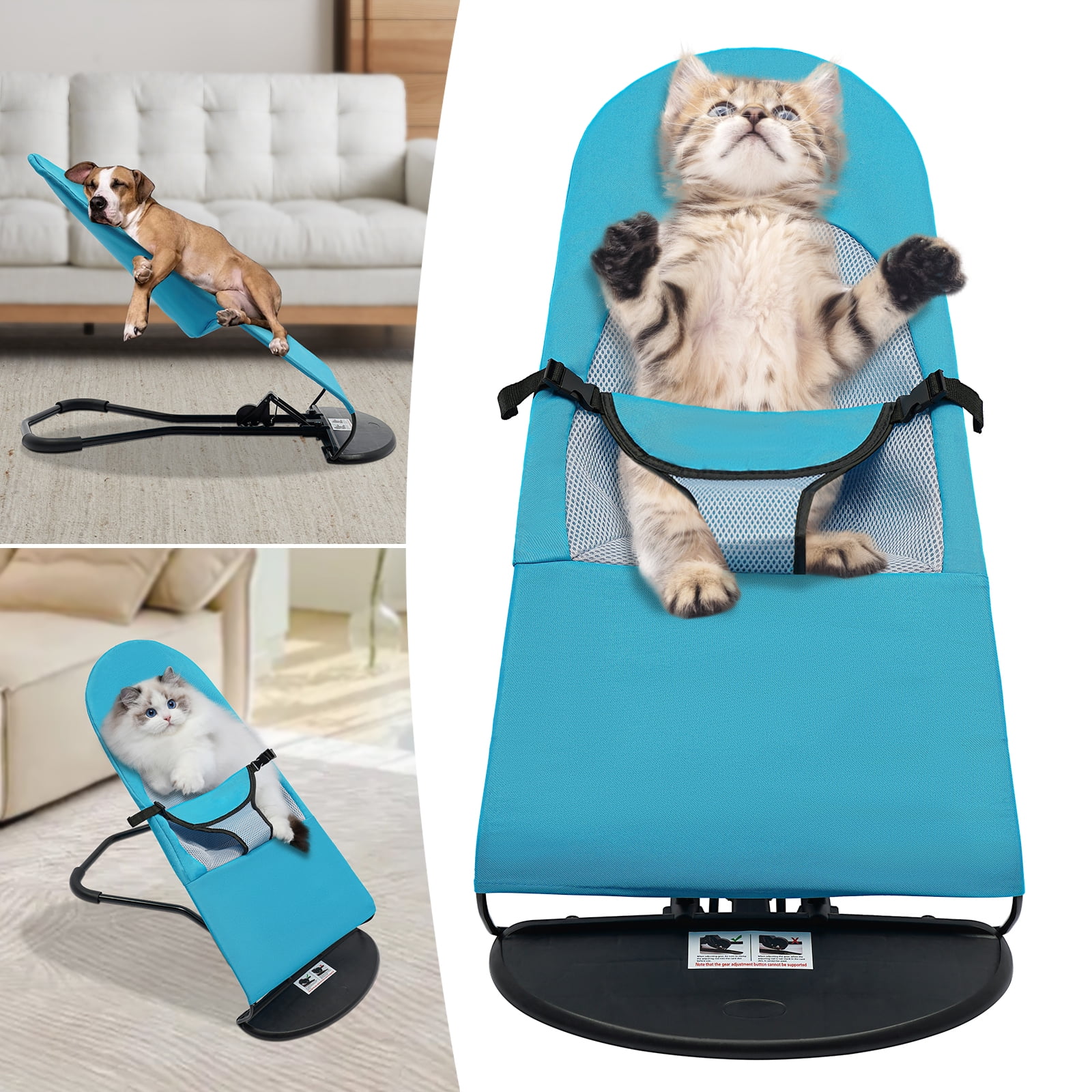 Pet Rocking Chair, Portable Dog Rocker Bed Chair 4 Modes Adjustments ...