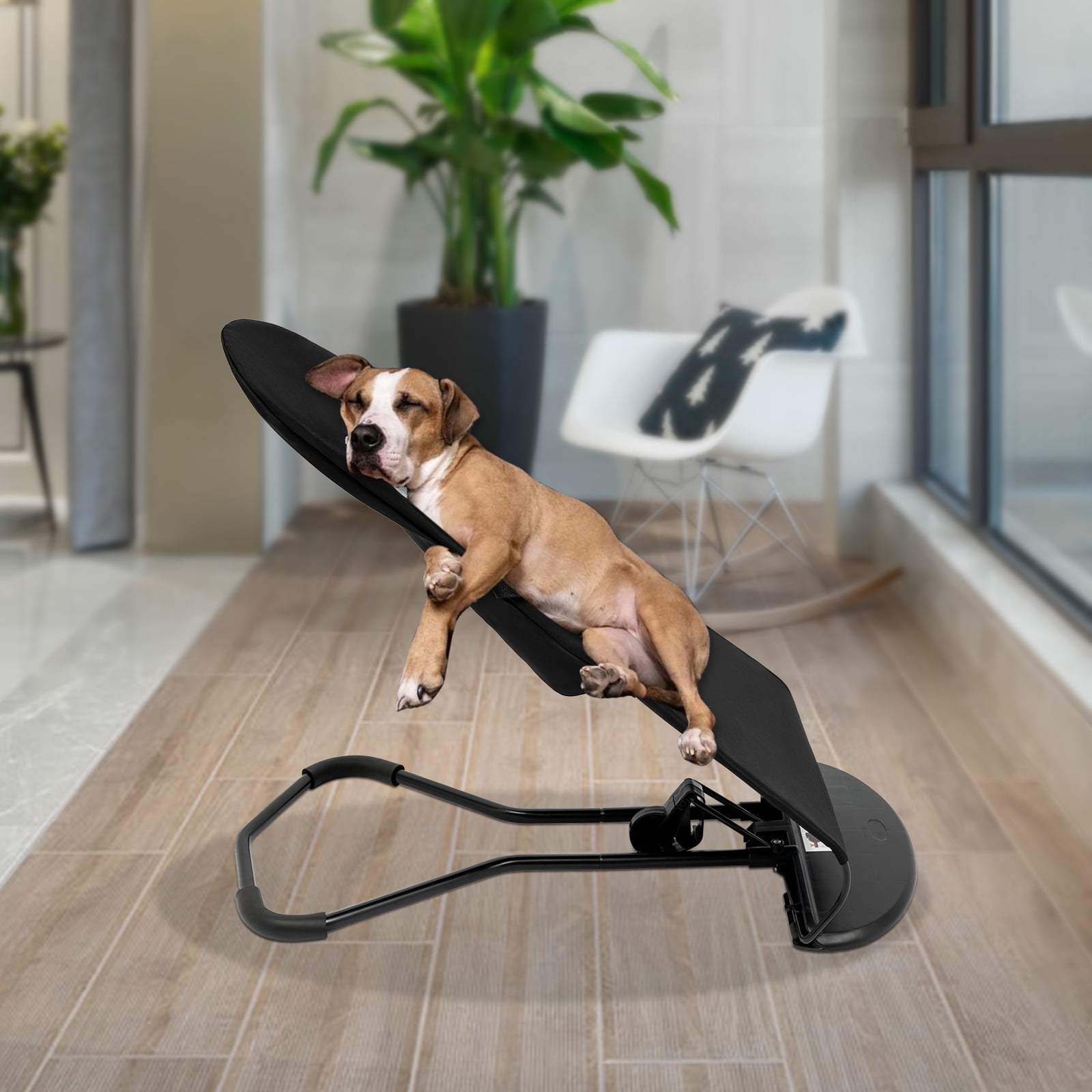 Pet Rocking Chair for Small Dogs & Cats, Portable Foldable Pet Rocker with 3-Level Height Adjustment & 33lbs Capacity, Washable Breathable Indoor/Outdoor Fur Baby Bouncer Bed