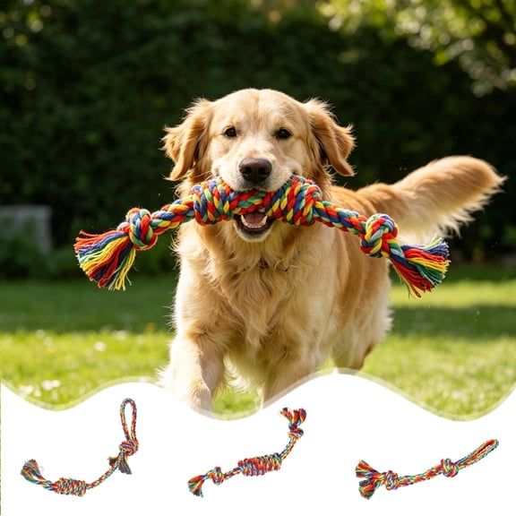 Pet Rope Chew Toy String Set Tough Teething Toy • Durable Fiber Rope Knot Toy • Multicolor Tug Play • Dental Cleaning Aid • Interactive Chew Play