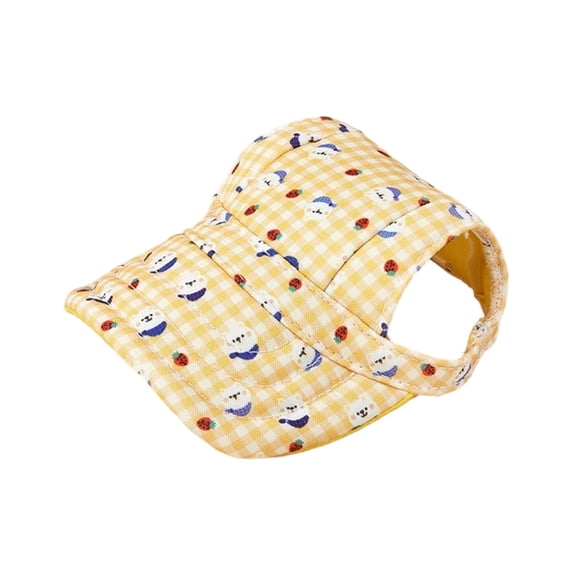 Pet Round Baseball Cap With Ear Holes, Adjustable Summer Sun Hat For Small Pets Outdoor Sun Protection