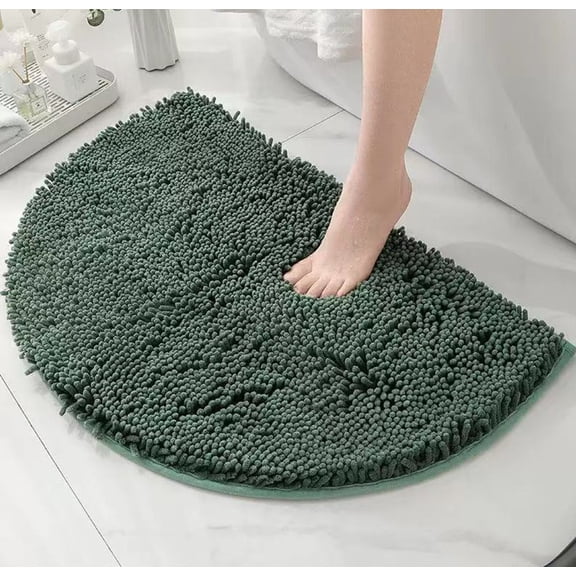 Pet Rug and Entryway Carpet, Super Absorbent Half Circle Dog Door Mat for Mucky Paws - Non-Slip Washable, Quick Dry Chenille, Machine Washable Indoor Outdoor Dark Green 16x24, Seen on TV