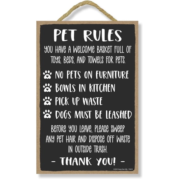 Pet Rules 8"x12" Inch Vacation Rental Sign Vacation Home Decor Essentials for Hosts Funny Home Club bar Wall Art Decoration Retro Metal Tin Signs