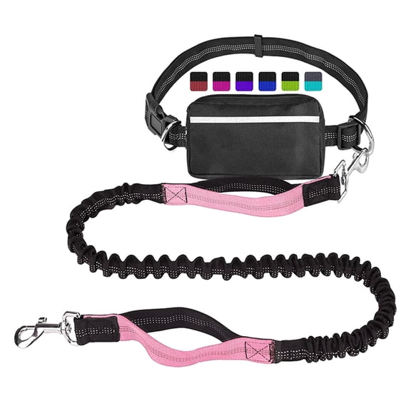 Pet Running Leash Reflective Sports Rope Set with Waist Bag for Dogs Outdoor Jogging Walking Training Exercise