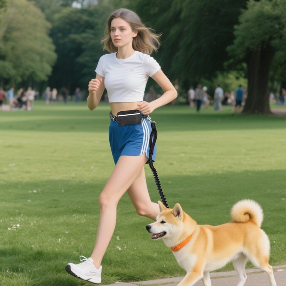 Pet Running Leash Reflective Sports Rope Set with Waist Bag for Dogs Outdoor Jogging Walking Training Exercise