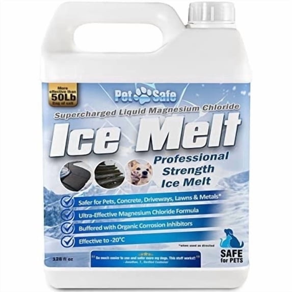 Pet Safe Ice Melt - Liquid Deicer for Driveway, Magnesium Chloride Ice Melt, Liquid Ice Melt, De Icer for Sidewalks - Safe, Fast and Effective - (1 Gallon)