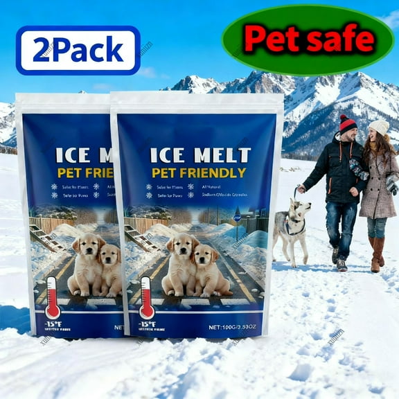 Pet Safe Ice Melt Safe for Concrete, Rock Salt for Snow Melt Alternative, Pet Friendly Ice Melt Pet Safe Formula with 50% Less Chloride, Driveways & Lawns(2Pcs) - Xuniizn