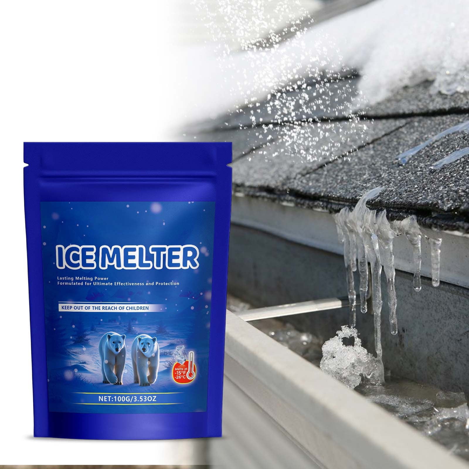 Pet Safe Ice Melt, Snow Salt Ice Melt Pet Friendly, Salt for Snow and Ice Removal, Safer for Driveway, Concrete & Sidewalk, 100g/3.53oz