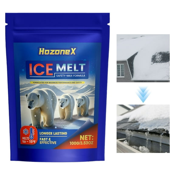 Pet Safe Ice Melt, Sodium Chloride Snow Salt Ice Melt for Concrete, Sidewalk and Driveway, Pet-Friendly Snow Salt Alternative Effective to -15 F, Salt for Ice and Snow Removal, 3.53 oz