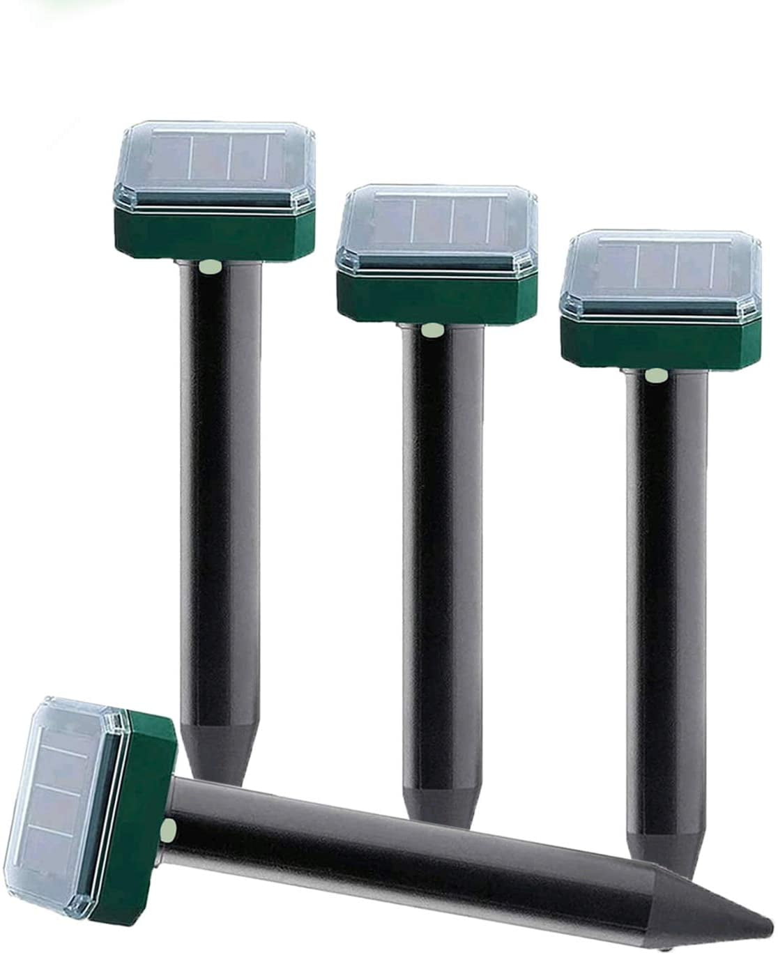 Pet Safe Pack of 4 Sonic Mole Repellent Solar Powered for Lawn Garden Yard, IP65 Waterproof Outdoor Ultrasonic Snake Repellent for Get Rid of Mole, Gopher, Snakes, Vole and Other Underground Pests