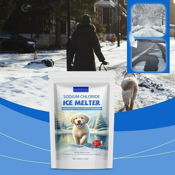 Pet-Safer Ice Melt Blend, Safer for Concrete Plant and Sidewalks, 3.53oz, Offering Reliable Performance in -4°F, Long-Lasting and Non-Tracking, Great for Pet Owners and Outdoor Enthusiasts