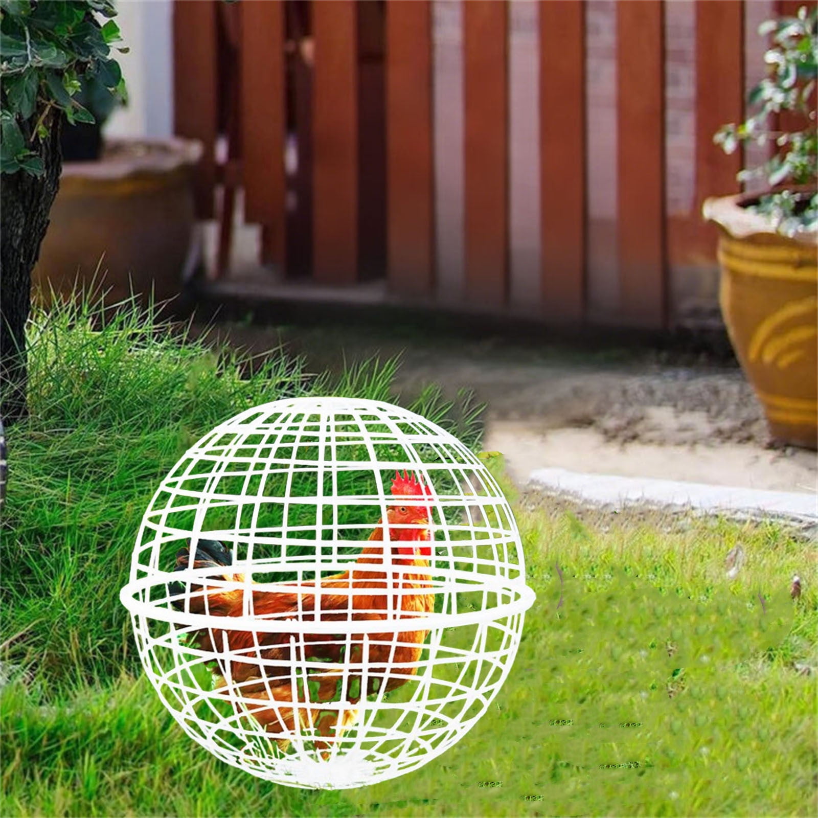 Pet Safety Ball Cage - Removable Rolling Enclosure for Chickens, Rabbits & Birds, Durable Outdoor Hutch Prevents Dog Attacks & Horse Trampling