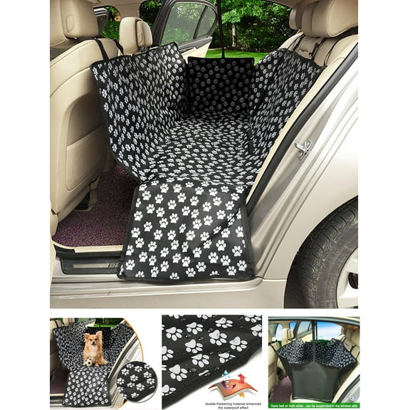 Pet Safety Cover Mat for Car Rear Back Seat Cover Waterproof Dog Mat Cushion Protector Dog Hammock for Cars Trucks SUV, Oxford Cloth Black