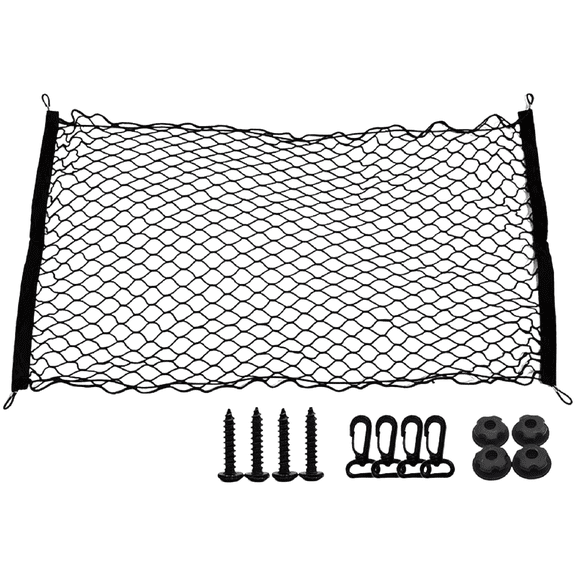 Pet Safety Driving Car Divider Dogs Gate, 43.3 x 23.6 in / 110 x 60 cm Dog Net for Cars, Elastic Mesh Stretchable Mesh Cargo Net Pet Barrier for Auto, Polyester Car Dog Barrier with Hook