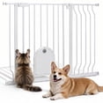 thumbnail image 1 of Pet Safety Gate, 29.5''-43.7'' Dog Gates with Cat Door for Stairs & Doorways, White, 1 of 8