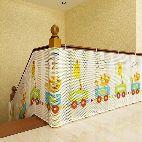 Pet  Safety Rail Net for Balcony, Patios, Railing and Stairs. Security Guards for Kids/Pet/Toy Both Indoors and Outdoors. 10ft x2.5ft, Sturdy Mesh Fabric Material. (Multicolored)