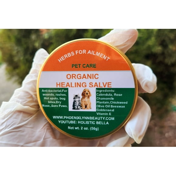 Pet Salve/Balm for wounds, rashes, rabbit hocks, inflammation, cracked paws and hot spots- Antibacterial Antifungal 2 oz.