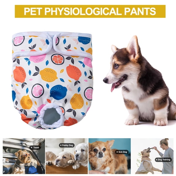 Pet Sanitary Pants Comfortable Leak-Proof High Absorbency Fastener Tape Printed Pattern Dog Diaper Wraps